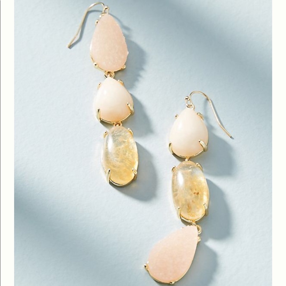 Anthropologie pink stone statement earrings NWT
